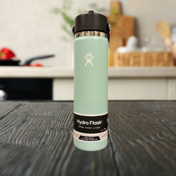 New Hydro Flask 24 oz. Wide Mouth Bottle with Flex Chug Cap Dew Mint Blue Green - Picture 1 of 3